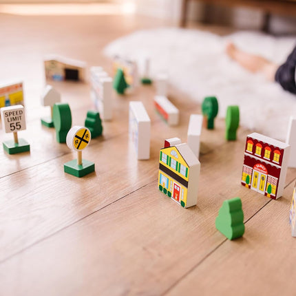 Melissa & Doug Wooden Town Play Set (Frustration-Free Packaging)