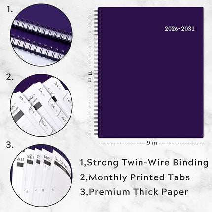 2026-2031 Monthly Planner/Monthly Calendar - 5 Year Planner from Jul. 2026 - Jun. 2031, 60 Month Planners, 9" x 11", Monthlys Calendar 2026-2031 with Tabs + Double-Side Pocket + Durable Polypropylene