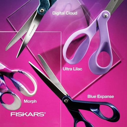 Fiskars Ultra Lilac Scissors, Explore Design Collection, High-Grade Stainless Steel Blades and Ergonomic Handles for Arts and Crafts