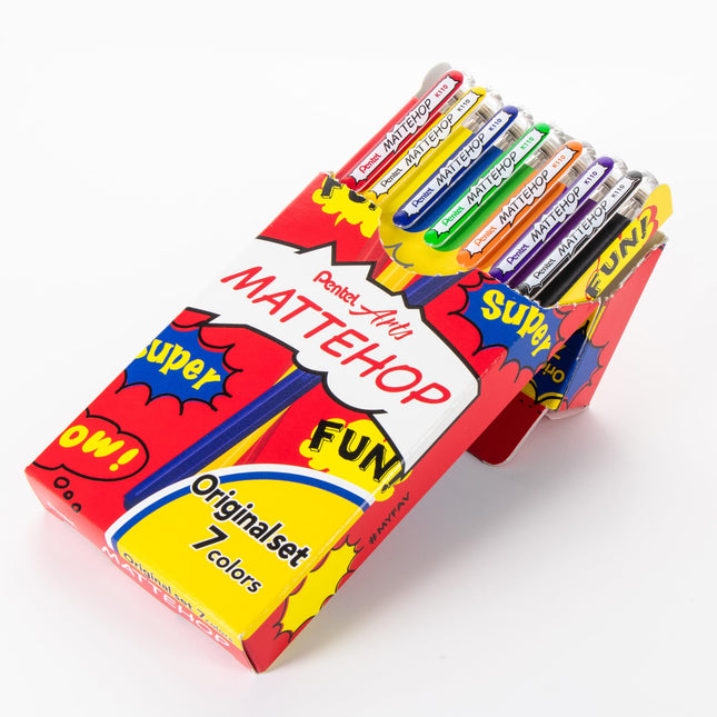 Pentel Mattehop K110-V7STA Gel Pens, 1.0 mm, Bold Line, 7 Assorted Colours, Pack of 7