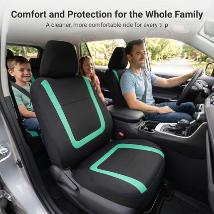 FH Group Car Seat Covers Front Set in Cloth - Car Seat Covers for Low Back Car Seats with Removable Headrest, Universal Fit, Automotive Seat Covers, Washable Car Seat Cover for SUV, Sedan, Van Mint