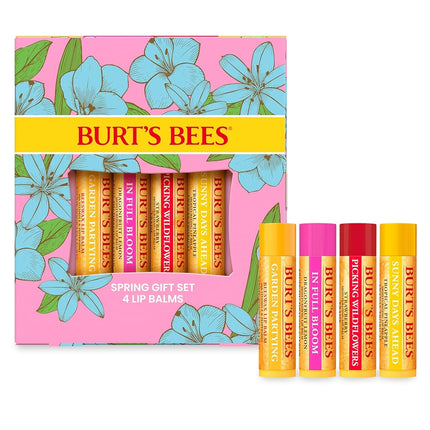 Burt's Bees Lip Balm Gift Set, Beeswax, Strawberry, Tropical Pineapple, Dragonfruit Lemon, In Full Bloom, 4x4.25g