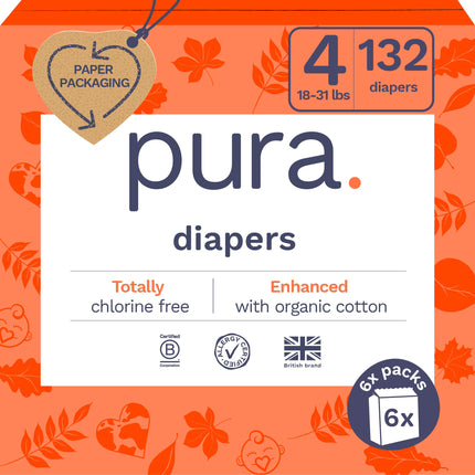 Pura Sensitive Skin Baby Diapers | Size 4 (18-31 l