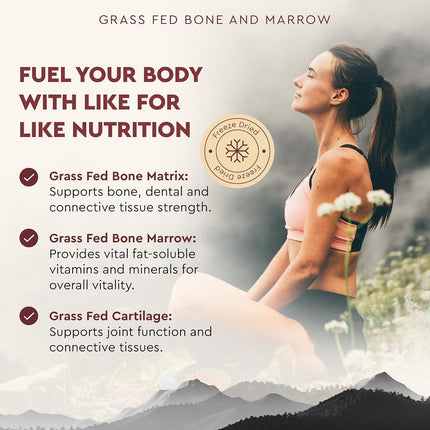 Ancestral Supplements Grass Fed Beef Bone and Marrow Supplement, Bone, Skin, Oral Health, and Joint Care Supplements Promote Whole-Body Wellness, Non-GMO Whole Bone Extract, 180 Capsules