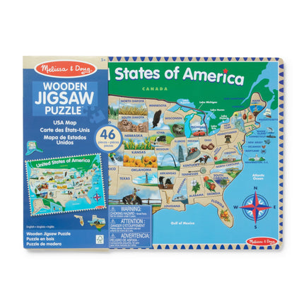 Melissa & Doug Rompecabezas de madera del mapa de EE. UU. (45 pzas.)