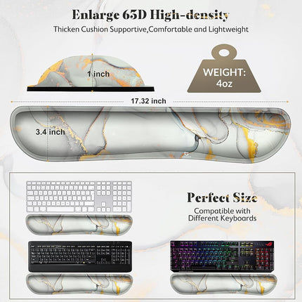 Gimars 17.3'' Extended Keyboard Wrist Rest Pad with 63D High-Density, Firm Memory Foam, Anti-Slip Rubber Base and Ergonomic Design for Typing Pain Relief,Office,Gaming,Computer, Laptop,Cloud Gray Gold