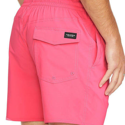 Volcom Men's Lido Solid 16" Swim Surf Trunk, Neon Pink, Medium