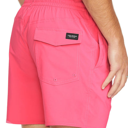 Volcom Men's Lido Solid 16" Swim Surf Trunk, Neon Pink, Medium