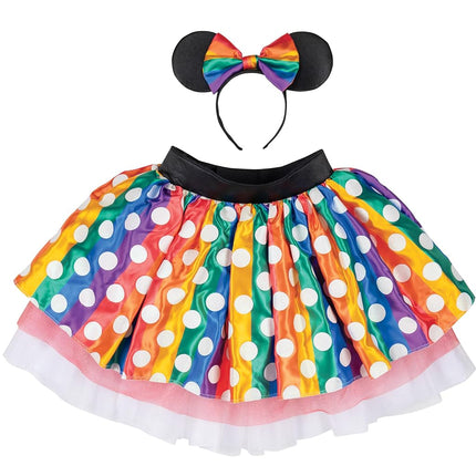 Disney Pride Minnie Mouse Costume, Official Disney Costume Tutu with Minnie Ears Headpiece, Adult Size (L/XL)