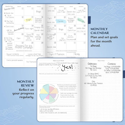 Legend Planner - Undated Weekly & Monthly Life Planner to Hit Your Goals & Live Happier. Organizer Notebook, Productivity Journal for Women & Men. A5 Hardcover, Lasts 1 Year, Stickers A5 (5.8'' x 8.3'') Mystic Blue (Undated)