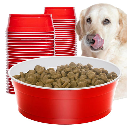 GoSports Party Dog Disposable Red Cup Style Pet Food Bowls for Cats and Dogs - Large and Small Sizes, 60 oz