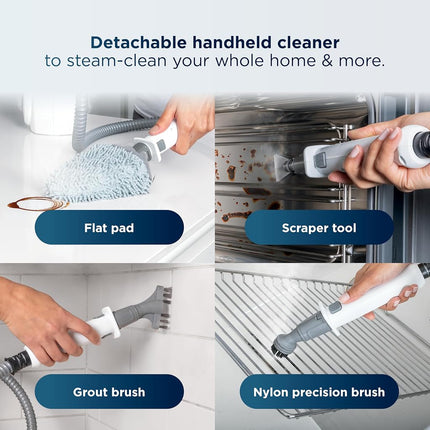 Limpiadora a vapor Shark Lift-Away con vaporizador de mano desmontable para suelos duros sellados, azulejos, lechada, hornos, encimeras, ventanas, baños, tapicería, incluye 5 herramientas versátiles, azul, S3972BRN