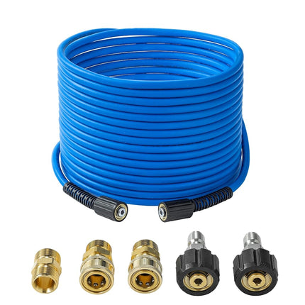 FIXFANS Pressure Washer Hose 15M X 1/4", Kink Resistant Power Washer Hose