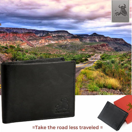 BILLETERA DE CUERO CON PROTECCIÓN RFID BULL GUARD PARA HOMBRE CON VENTANILLA PARA IDENTIFICACIÓN DESPLEGABLE