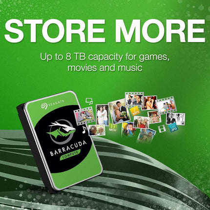 Disco duro interno Seagate BarraCuda de 6 TB HDD — 3.5 pulgadas SATA 6 Gb/s 5400 RPM 256 MB de caché para computadora de escritorio PC (ST6000DM003)