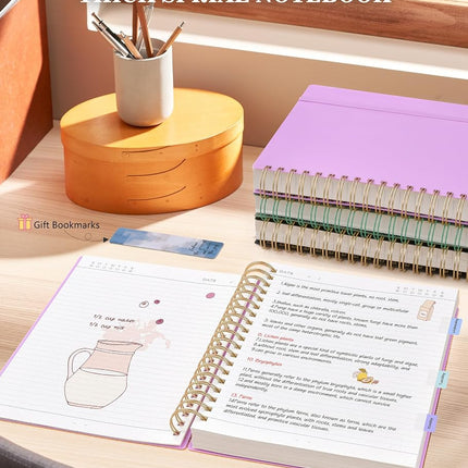 MUAHLIUB Spiral Notebook Journal College Ruled 8.5''x 11'', 360 Pages Lined Thick Journals for Women Men, A4 Large Writing Spiral Journal with 100GSM Paper, Spiral Notebooks for Work, School Purple