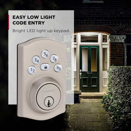 Kwikset Powerbolt 240 5-Button Keypad Satin Nickel Traditional Electronic Deadbolt Door Lock, Featuring Convenient keyless Entry, Customizable User Codes and auto Locking