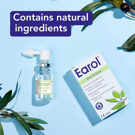 Earol Olive Oil Ear Wax Removal Spray, Clinically Proven, Reduces Need for Syringing, Metered Dose, 1 Pack of 10ml Oil Spray Bottle