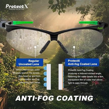 ProtectX Bifocal Reading Safety Glasses 2.0 Diopter, Eye Protection Glasses for Men, ANSI Z87.1 Impact Resistant Anti-Fog Wrap-Around Lenses, Protective Eyewear for Work, Indoor/Outdoor Use- 2 Pack