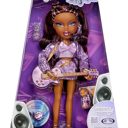 Bratz Pop Starz Sasha - Fashion Doll with Collectable Charm, Outfit and Music Accessories, Purple