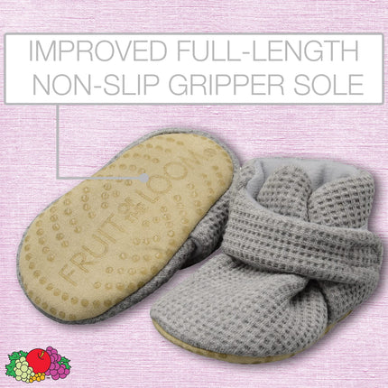 Botines térmicos cómodos Fruit of the Loom con suela antideslizante para bebés, niñas, niños, unisex, diseño de gofre gris, de 18 a 24 meses