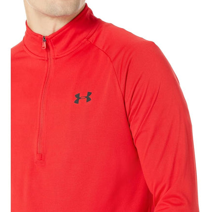Under Armour Camiseta de manga larga con media cremallera y sudadera Tech 2.0 para hombre, rojo (602)/negro, L alta