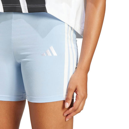 adidas Women's Essentials 3-Stripes High-Waisted Biker Shorts, Blue/White, X-Small, Blue/White, XS