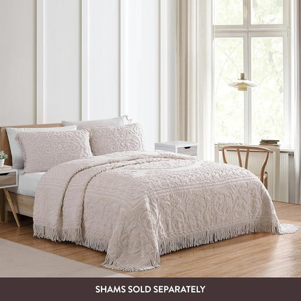 Beatrice Home Fashions Medallion Chenille Bedspread, Twin, Blush