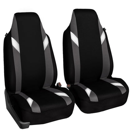 FH Group Front Set Cloth Car Seat Covers for Bucket Seats, 1-Piece Seat Cover, Universal Fit, Airbag Compatible, SUV, Van Seat Covers, Gray