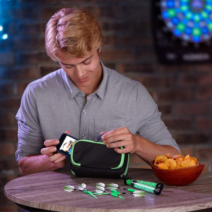 Casemaster by GLD Products Plazma Pro Black and Trimed Dart Case with Phone Pocket, Green Trim