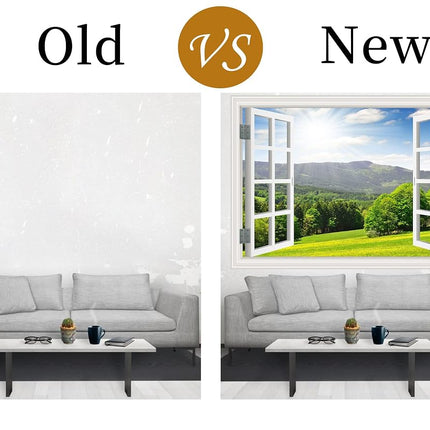 FLFK Fake Window Wall Sticker - Landscape Faux Window Wall Mural, Stick and Peel Wall Decals, 48"x32", Set of 2 Sheets