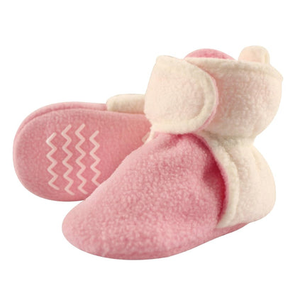 Patucos de forro polar acogedores Hudson Baby para bebé con suela antideslizante, rosa crema, 2T
