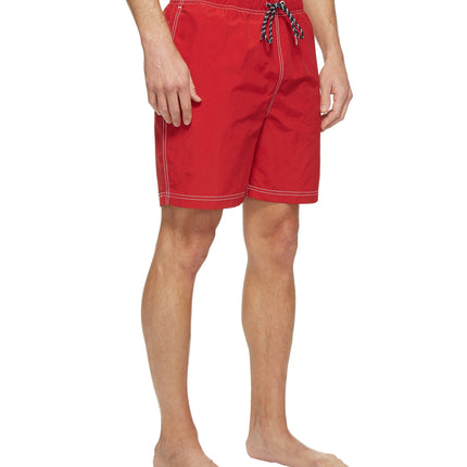 Nautica Men's Anchor Full Elastic Solid Trunk Swimsuit, Cherry RED, S