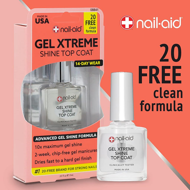 NAIL-AID Gel Xtreme Shine Top Coat, Clear, 0.55 Fluid Ounce