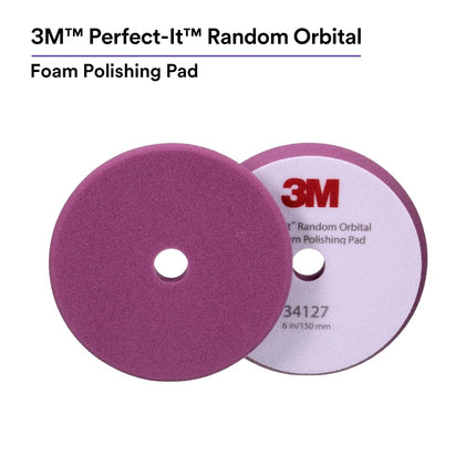 3M Perfect-It Random Orbital Foam Polishing Pad, 6"/150 mm, Purple, 34127, for Automotive Compounding and Polishing
