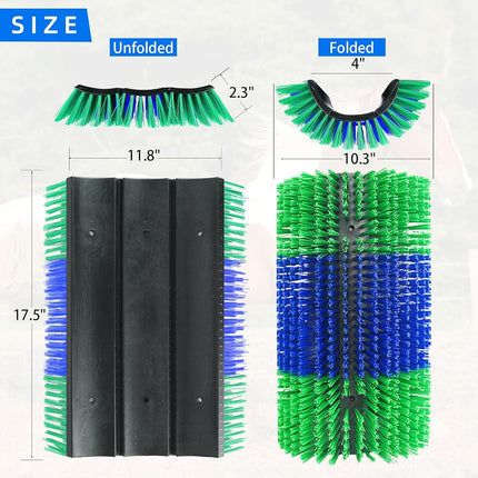 Extra Large Size Livestock Scratching Brush, Upgraded Horse/Goat/Cow/Cattle Scratcher Brush for Grooming, Itch Relief Horse Scratcher Brushes Kit with Two Sets of Mounting Screws(2-Pack,Green)
