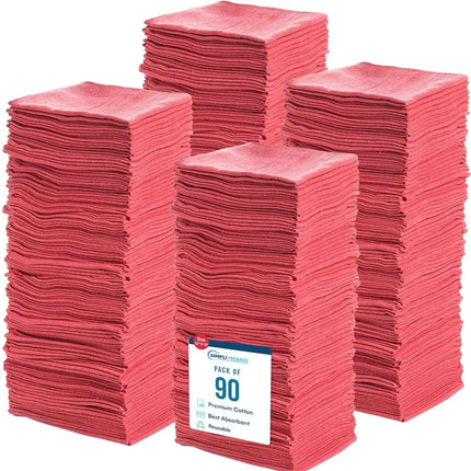 Shop Towels (Pack of 100) 12” X 14” Reusable Cotto