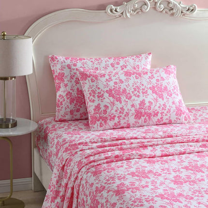 Betsey Johnson - Queen Sheets, Soft & Lightweight Bedding, Fade & Wrinkle Resistant (Betseys Toile Pink, Queen)