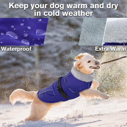 Lelepet Warm Dog Coats for Large Dogs Waterproof Dog Jacket Reflective Pet Fleece Vest Windproof Cold Weather Coats with Adjustable Buckle & Leash Hole, Black, XL