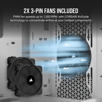 Corsair 3000D AIRFLOW Mid-Tower PC Case – 2x SP120 ELITE Fans – Four-Slot GPU Support – Fits up to 8x 120mm Fans – High-Airflow Design – White