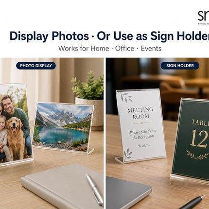 Set of 12 Snap - 8x10 Clear Acrylic Self Standing Photo Frames - Perfect for Showcasing Memories in Style - Versatile and Durable Design for Home or Office Décor - Rectangular TableTop - Single