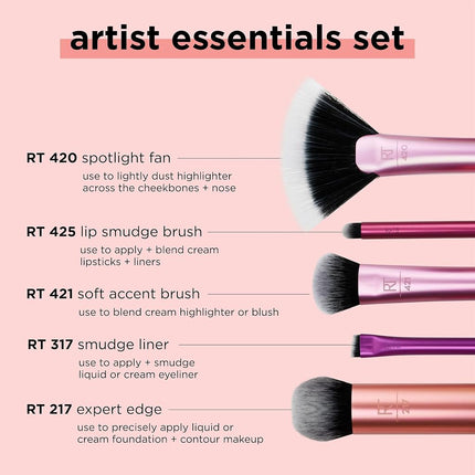 Real Techniques Artist Essentials Complete Face Makeup Brush Set for Makeup Artist Inspired Looks