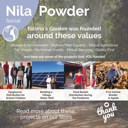 Fatima's Garden Pure Nila Indigo Powder 100g - Natural Moroccan Face & Hair Care Powder for Exfoliating and Moisturizing