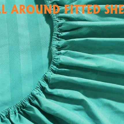 Elegant Comfort Best, Softest, Coziest 6-Piece Sheet Sets! - 1500 Premier Hotel Quality Luxurious Wrinkle Resistant 6-Piece Damask Stripe Bed Sheet Set, Full Turquoise