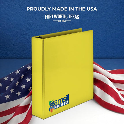 Samsill Durable 2 inch 3 Ring Binder, Made in USA, D Ring Binder, FSC 100% Recycled Chipboard, Yellow, 12 Pack