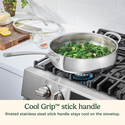 Sartén Honda Cuisinart PureClad™ de Acero Inoxidable de Triple Capa de 5.2 L con Tapa