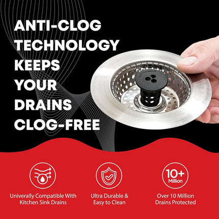 SinkShroom Kitchen Revolutionary Clog-Free Stainless Steel Sink Strainer, Black