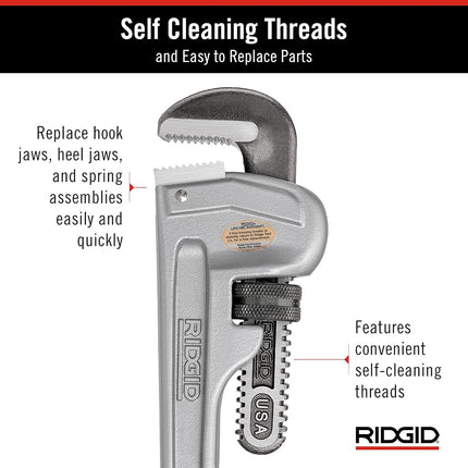 RIDGID 31095 Model 814 Aluminum Straight Pipe Wrench, 14-inch Plumbing Wrench