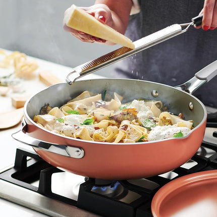 Tramontina All in One Plus Pan, 5 Qt Ceramic Non Stick (Persimmon Orange)