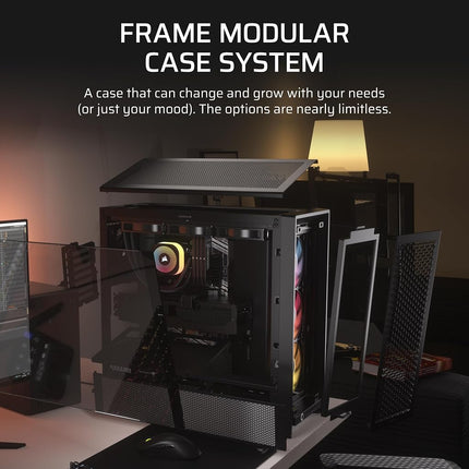 CORSAIR FRAME 4000D RS ARGB Modular Mid-Tower ATX PC Case – High Airflow, 3x Pre-Installed RS ARGB Fans, InfiniRail™ Fan Mounting System, ASUS BTF, MSI Project Zero, Gigabyte Project Stealth – Black